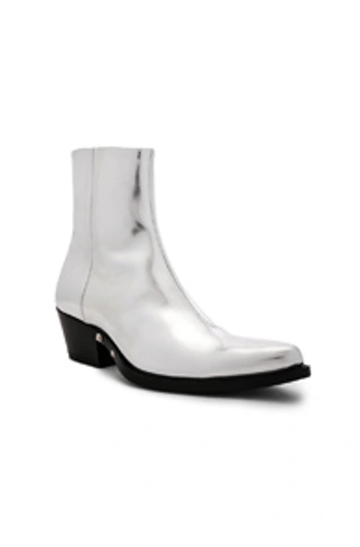 Calvin Klein Men's Temo 4 Metallic Leather Boots In Silver