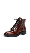 Rag & Bone Cannon Zip-up Leather Combat Boots In Mahogany