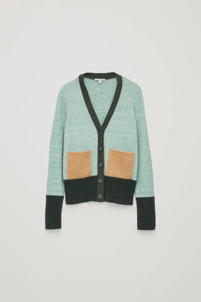 Cos Colour-block Cardigan In Green