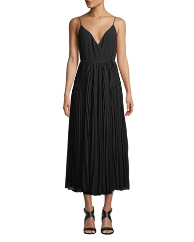 Aijek Vida Pleated Wrap Maxi Dress