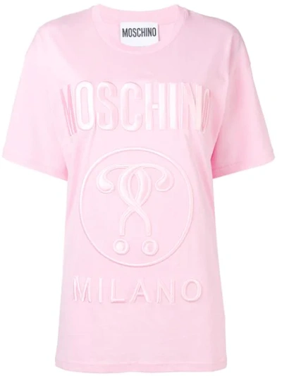 Moschino 刺绣logo全棉t恤 In Pink