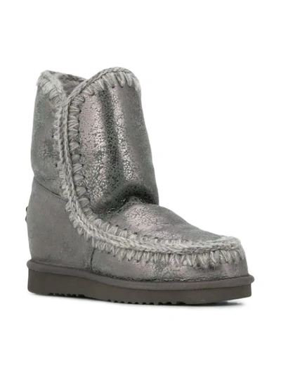 Mou Wedged Eskimo Boots In Grey