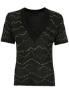 Andrea Bogosian Embellished Linen Top - Black