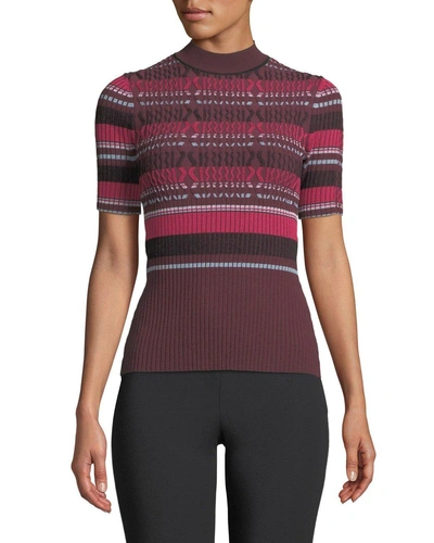 Opening Ceremony Fitted Ribbed Short-sleeve Striped Top In Purple