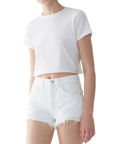 Agolde Short-sleeve Cotton Cropped Baby Tee In White