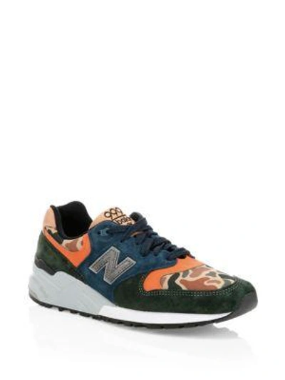 New Balance 999 Made In Usa Suede & Leather Sneakers In Green/blue