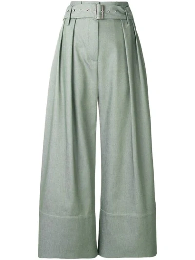 Eudon Choi Cropped Palazzo Trousers In Green