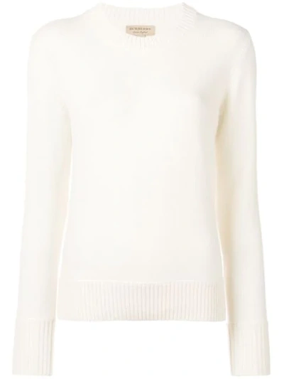 Burberry Basic Fitted Jumper In White
