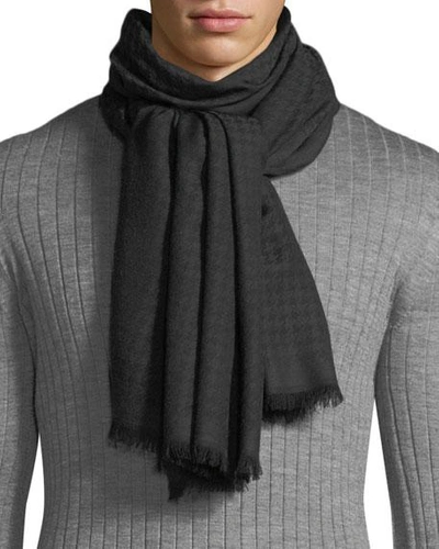 Tom Ford Men's Houndstooth Woven Wool Scarf In Medium Green