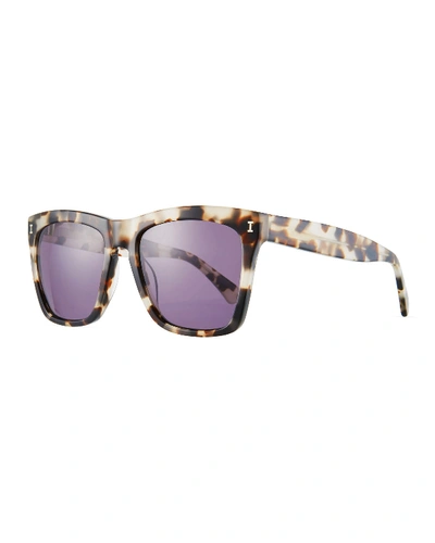 Illesteva Women's Los Feliz Square Sunglasses, 55mm In White Tortoise/gray