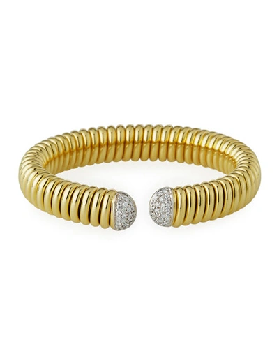 Alberto Milani Piazza Mercanti 18k Gold Tubogas Wide Cuff Bracelet W/ Diamonds, 0.69tcw