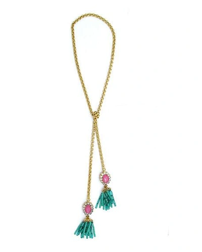 Elizabeth Cole Davis Tassel Necklace In Turquoise