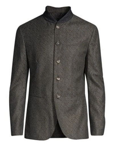 John Varvatos Wool-blend Shawl Collar Blazer Jacket In Concrete