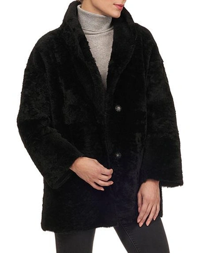 Christia Shearling Fur Jacket In Black