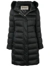 Herno Long Down-fill Puffer Coat W/ Fur Hood In Black