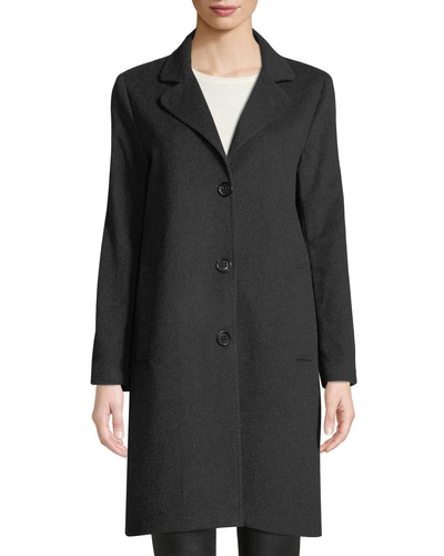 Jane Post Cashmere Single-breasted Boyfriend Coat In Gray