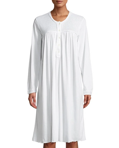 P Jamas Begoa Long-sleeve Short Nightgown In White