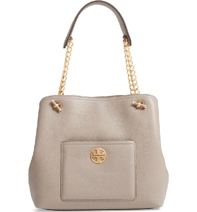 Tory Burch Small Chelsea Leather Tote - Grey In Gray Heron/gold