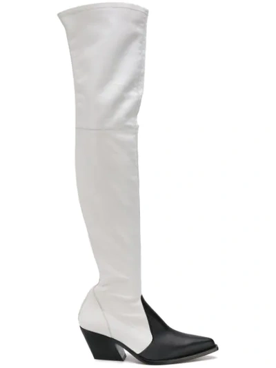 Givenchy Two-tone Leather Over-the-knee Boots In White