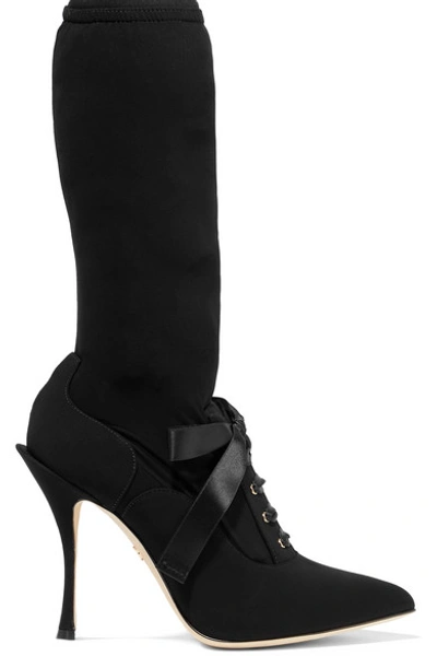 Dolce & Gabbana Grosgrain-trimmed Stretch-jersey Sock Boots In Black