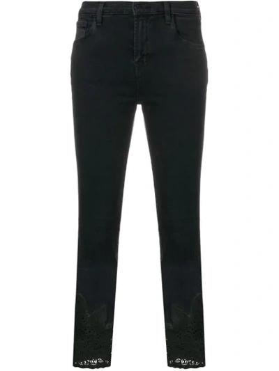 J Brand Cut-out Cuff Skinny Jeans In Black