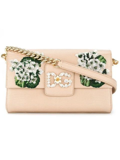 Dolce & Gabbana White Geranium Printed Dg Millennials Shoulder Bag In Pink