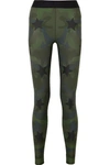 Ultracor Knockout Appliquéd Camouflage-print Stretch Leggings In Army Green