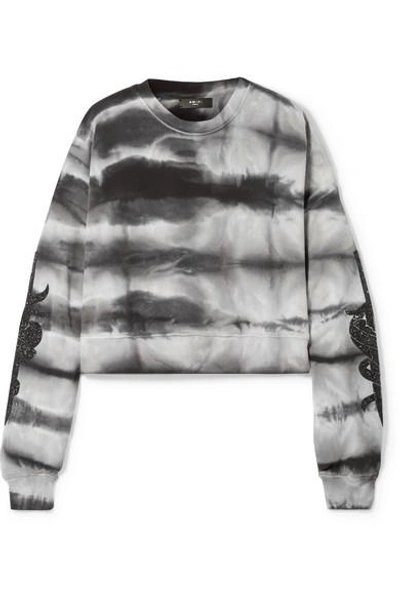 Amiri Embellished Tie-dyed Cotton-jersey Sweatshirt In Black