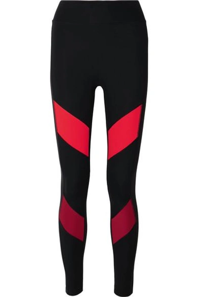 All Access Record Moto Paneled Stretch Leggings In Red