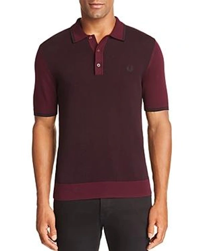 Fred Perry Textured Slim Fit Polo Shirt In Rich Mahogany
