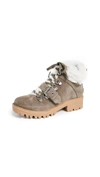 Kendall + Kylie Edison Faux Fur-lined Suede Ankle Hiker Boots In Natural