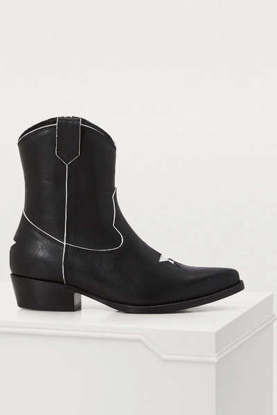 Anine Bing Women's Elton Leather Low-heel Western Boots In Black
