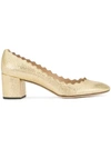 Chloé Women's Lauren Round Toe Metallic Leather Pumps