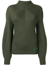 Carven Structured Knit Sweater In Green