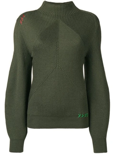 Carven Structured Knit Sweater In Green