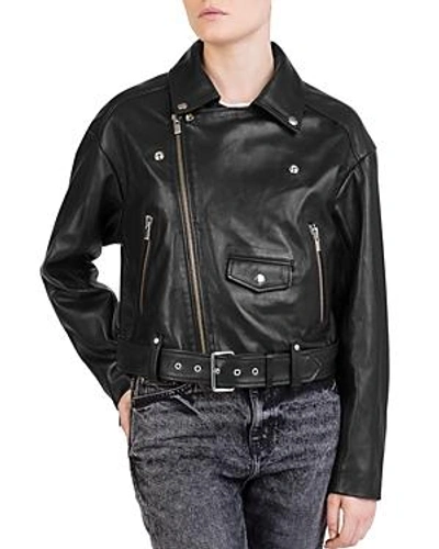 The Kooples Leather Moto Jacket In Black