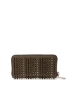 Christian Louboutin Panettone Zip Around Leather Studded Wallet In Green Multi
