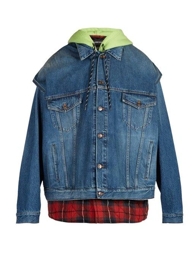 Balenciaga Double-layer Hooded Denim Jacket | ModeSens