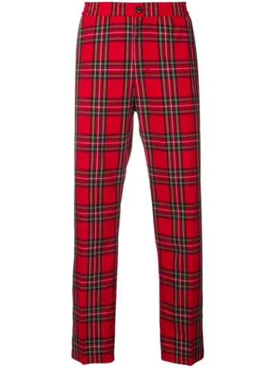 Stussy Check Tapered Trousers In Red