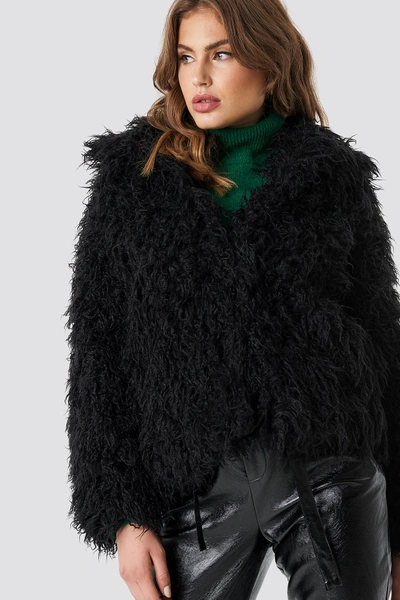 Na-kd Faux Fur Short Jacket Black ModeSens