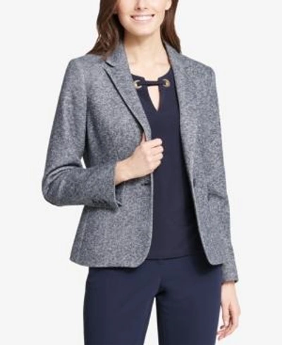 Tommy Hilfiger Marled Sweatshirt Blazer In Midnight/ivory