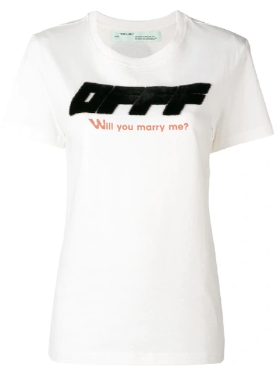 Off-white Flocked Cotton Jersey T-shirt In White