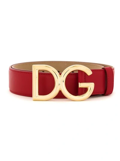 Dolce & Gabbana Leather Dg Buckle Belt - Red