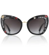 Dolce & Gabbana Peaked Cat-eye Acetate Sunglasses In Black With Graffiti Print