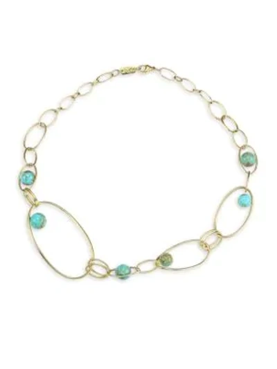 Ippolita Nova 18k Yellow Gold & Gold Matrix Turquoise Links And Beads Necklace