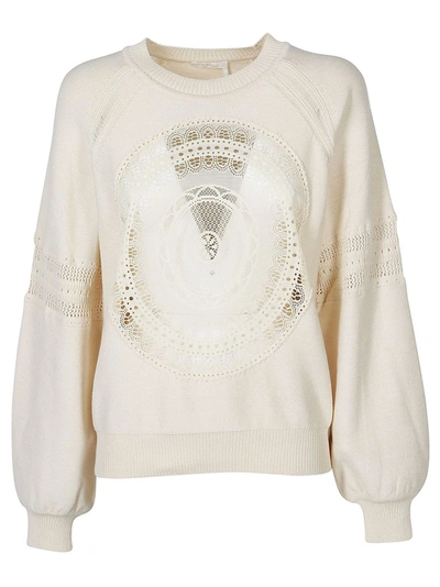 Chloé Embroidered Sweatshirt In Creme