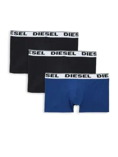 Diesel Umbx Kory 3-pack Boxer Briefs In Black Blue