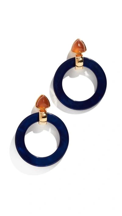 Lizzie Fortunato Hoop Earrings In Black/brass