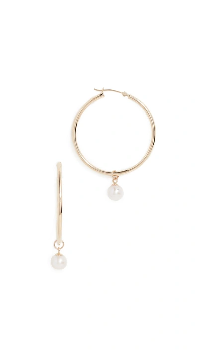 Mateo 14k Detachable Pearl Hoop In Yellow Gold