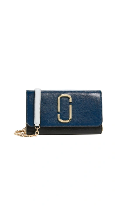 Marc Jacobs Snapshot Wallet On Chain In Blue Sea/multicolor